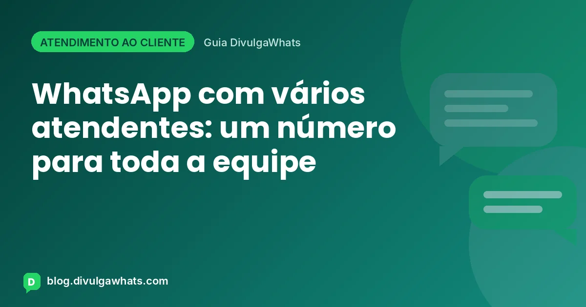 Ilustração de uma equipe de atendentes compartilhando um único número de WhatsApp em vários computadores